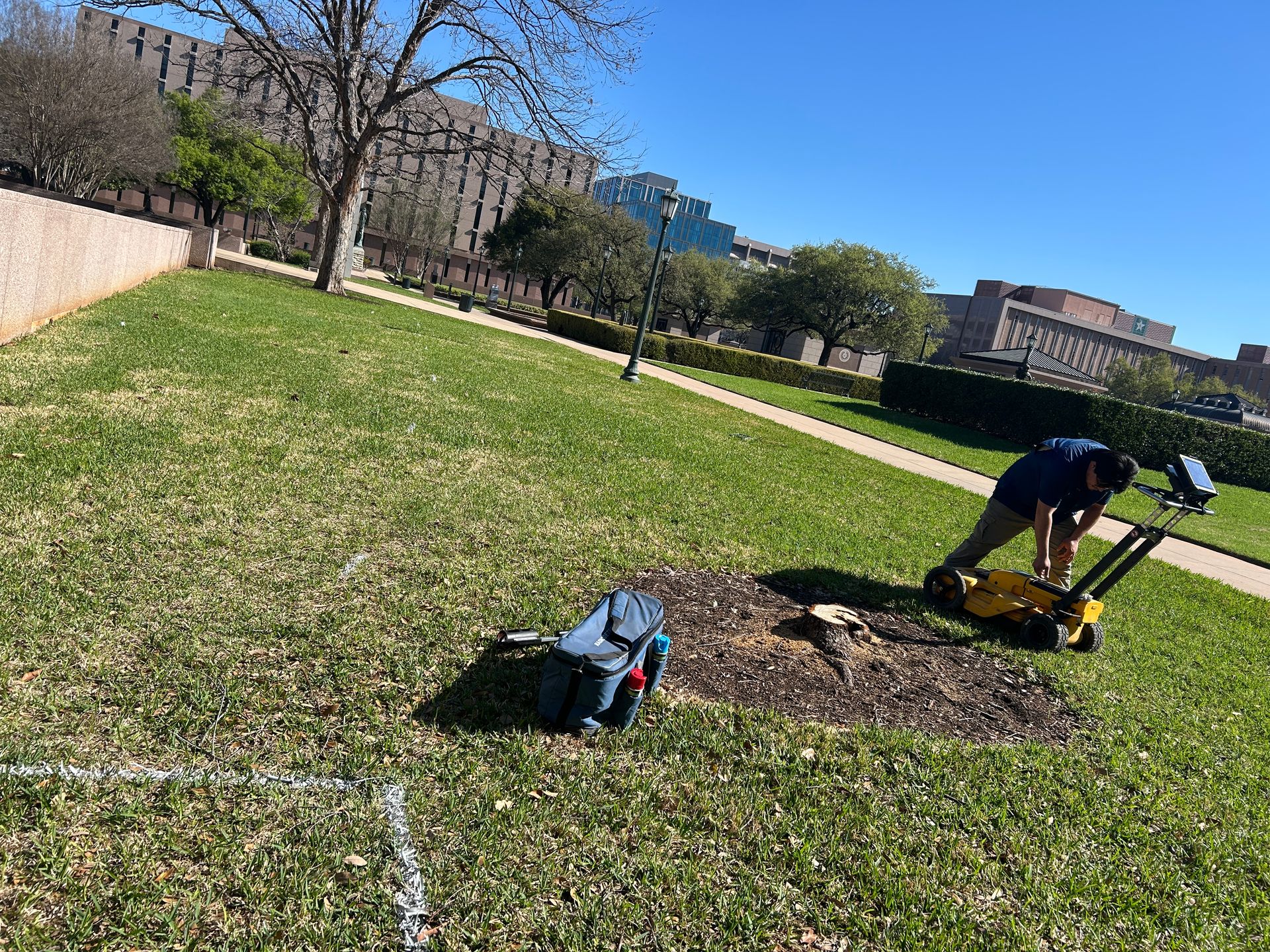 GPR cart and locating equipment on a Texas commercial site
